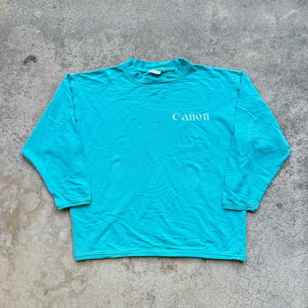 Vintage 90’s Distressed CANON Camera Photography Embroidered Crewneck Sweater